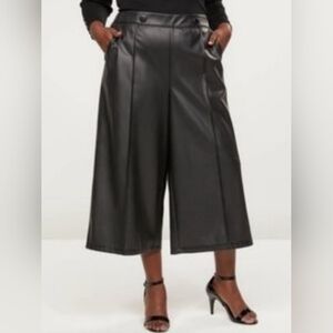 NWT Black Wide Leg Crop Vegan Leather Pants